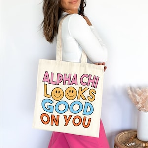 Sorority Lookin&#39; Good Canvas Tote Bag | Bid Day Gift | Big Little Gift | Sorority Gift