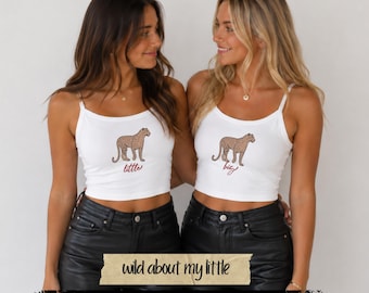 Wild About my Little Sorority Big Little Reveal Shirts | Safari Cheetah Big & Little Family Reveal Matching Crop Tanks, Baby Tees, T-Shirts