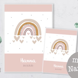 SET U-boekje cover & vaccinatiecertificaat envelop, regenboog met hart, gepersonaliseerd, geboortecadeau