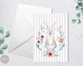 Congratulations card Boho bunny, with envelope
