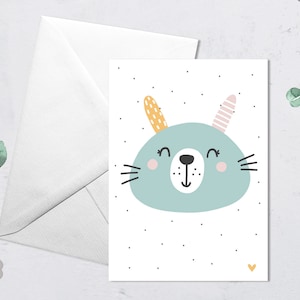 Postkarte süßes Häschen, mit Umschlag