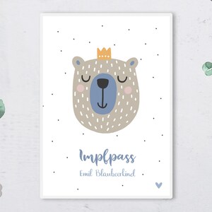 Impfpass Hülle, bunte Tiere mit Namen, Geschenk Geburt