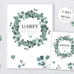 SET U-Booklet Cover & Vaccination Certificate Envelope, Wreath Eucalyptus