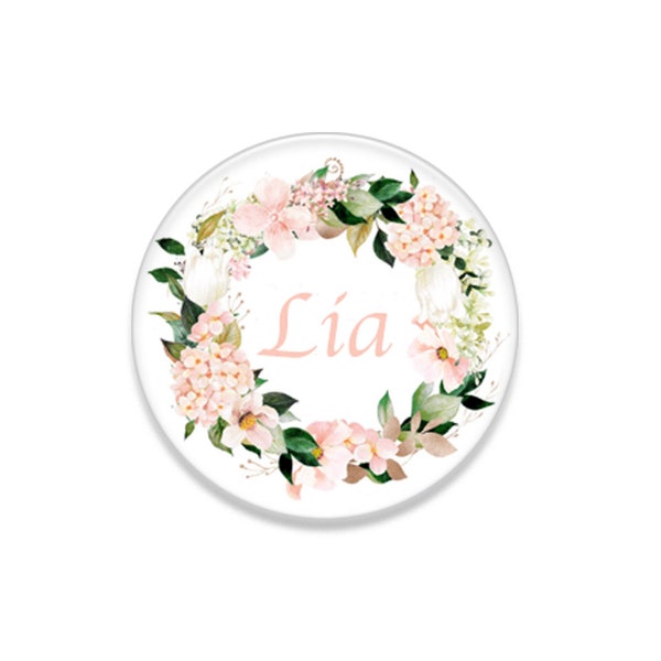 Aquarell Blumenkranz Button/Spiegel - personalisiert - Blumenkranz - Geschenk - Grosse Schwester