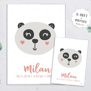 U-Heft Sleeve & Vaccination Pass Envelop met Panda en Hartjes