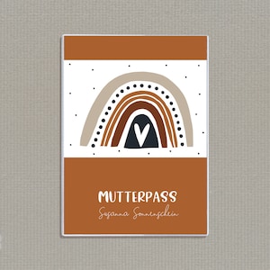 Bonita manga MotherPass personalizada con nombre con arco iris