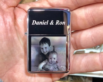 Photo And Text Engraving On LIGHTER, Custom Photo Engraved Petrol Lighter, Personalized Engraved Lighter, Cigarette Lighter, Torch Lighter
