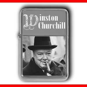 Winston Churchill PERSONALIZED LIGHTER Gift, Custom Engraved Lighter Gift For Him, Torch Cigarette Lighter, Gift For Dad, Gift For Men