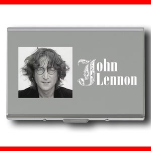 Photo & Texte Gravé John Lennon Card Case Cadeau personnalisé, Support de carte de gravure photo, John Lennon Metal Card RFID Blocking Wallet