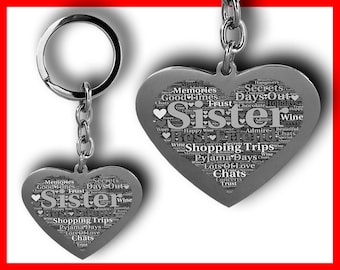 Foto y texto grabado My Sister Keyring lil sis big sis Llavero personalizado Mejor regalo de recuerdo de hermana, hermanas grabado personalizado