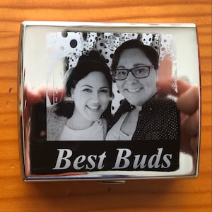 Portasigarette con foto e testo inciso Regalo ricordo personalizzato per fumatori, portasigarette in metallo a doppia faccia con incisione fotografica
