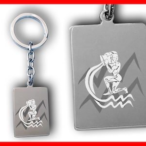 Engraved Aquarius Keychain: Personalized Zodiac Star Sign Gift