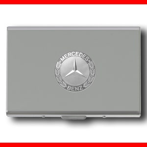 Carteira gravada com foto e texto para cartão Mercedes, presente personalizado para carteira com porta-cartões, carteira com bloqueio de RFID para cartão Mercedes com gravação de texto