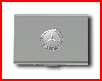 Photo & Texte Gravé Mercedes Card Case Wallet, Portefeuille de porte-carte personnalisé Cadeau, Gravure de texte Mercedes Card RFID Blocking Wallet