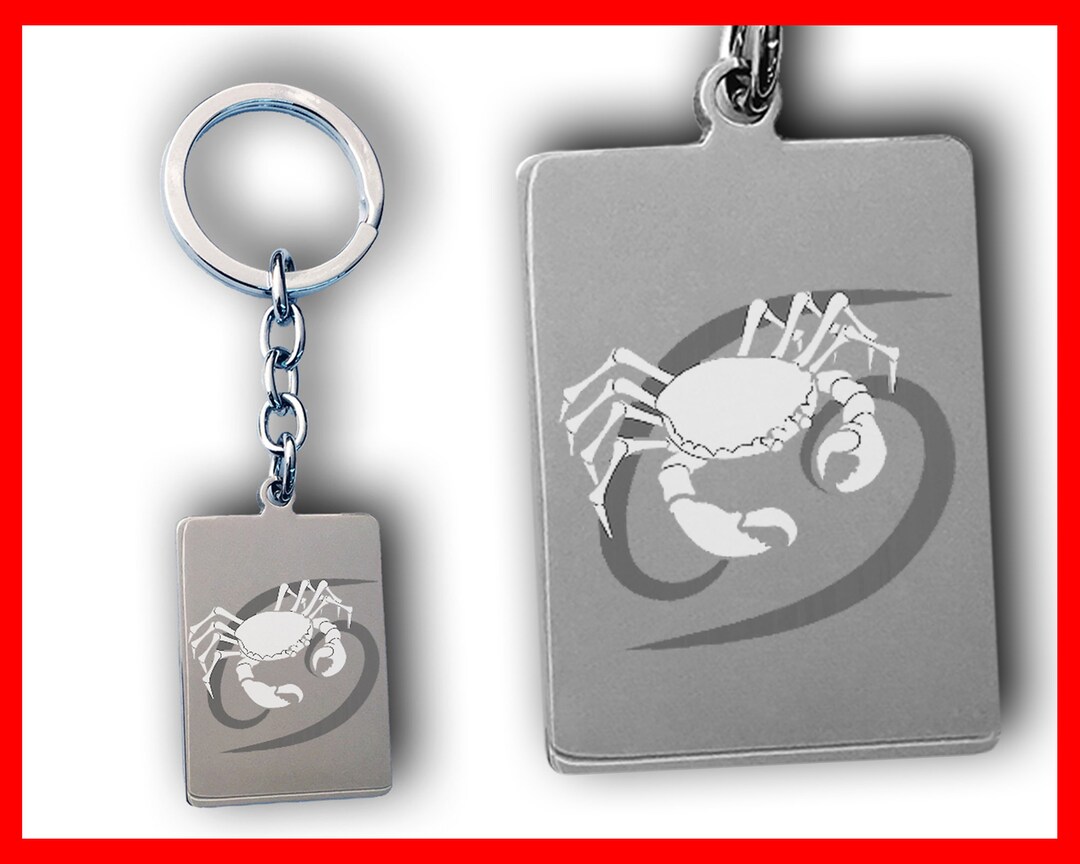 Engraved Cancer Zodiac Keychain: Personalized Photo Star Sign Keyring ...