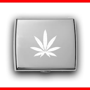 Marijuana Cigarette Case Box Tin Personalized Engraved Keepsake Smokers Gift For Him Her, Marijuana Metal Cigarette Card Holder Wallet Gift