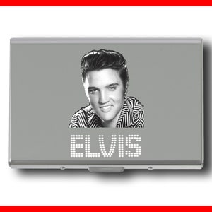 Foto e testo inciso Elvis Presley Card Case Wallet Regalo personalizzato, Incisione fotografica sul supporto della carta, Custodia per carte in metallo Portafoglio di blocco RFID