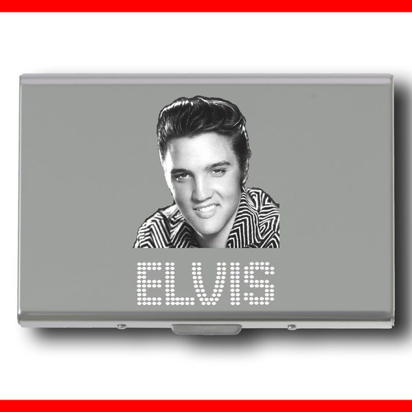 Photo & Text Engraved Elvis Presley Card Case Wallet Personalised Gift, Photo Engraving On Card Holder, Metal Card Case RFID Blocking Wallet
