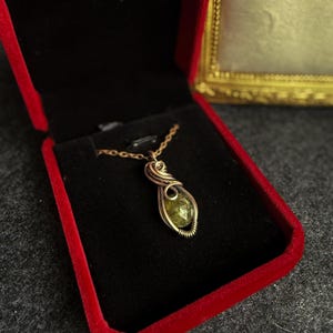 Green Garnet Copper Wire Wrapped Pendant - Crystal necklace handmade - boho jewelry for fall