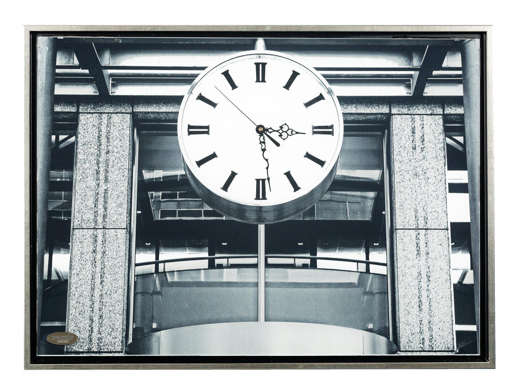 Horloge Tableaux Mural sur Verre Acrylique Monté Cadre . Hauteur 74 cm. Longueur 94 cm