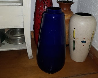 41 cm wunderschöne dunkelblau glasierte BODENVASE Vase 70er Jahre