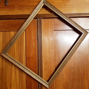 Picture frame WOOD frame brown with narrow gold border 42 x 34