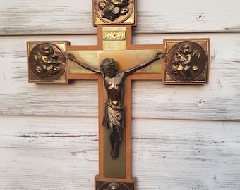 Crucifijo CRUZ antigua XXL Jesús Figura Santa 34 cm Cruz de Pared Altar Hogar