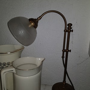 beautiful table lamp Art Nouveau brass frosted glass