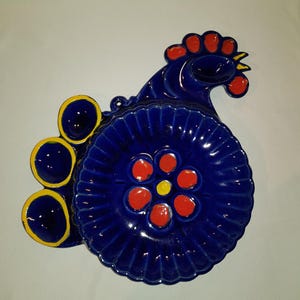 70s egg plate egg plate hand painted for 10 eggs 35 cm chicken ceramic