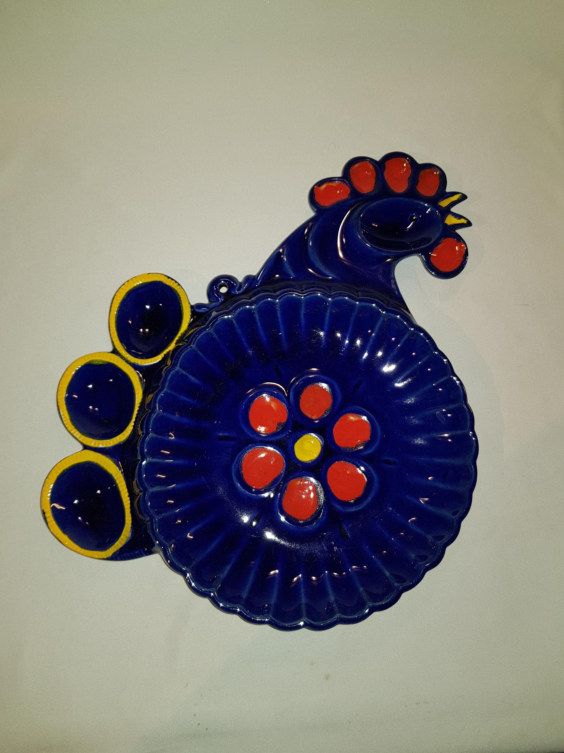 70s egg plate egg plate hand painted for 10 eggs 35 cm chicken ceramic