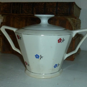 FRANCE Sarreguemines sugar bowl marked around 1900
