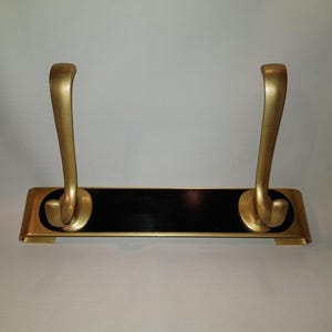 midcentury hook rail coat rack gold black 2 hooks 30 cm