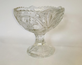 4 x old VERY heavy crystal glass ice cream bowl dessert ornament French LILIE de France goblet glass stand