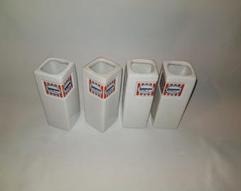LANGNESE ice cream vase table vase 50s 60s square with logo 12 cm