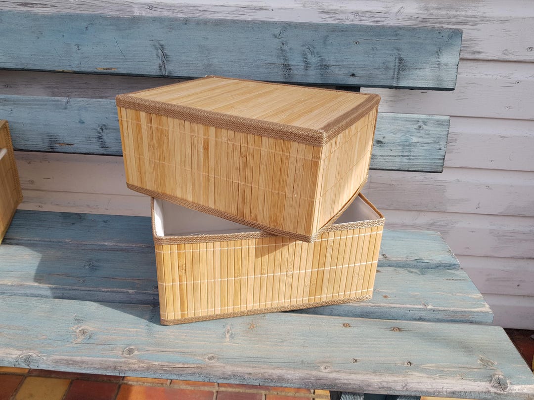 Untensil Box Set of 2 BAMBOO Utensil Box Storage Country House Cottage - Etsy