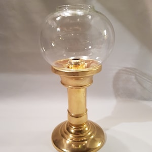 large candle holder candlestick brass + glass ball