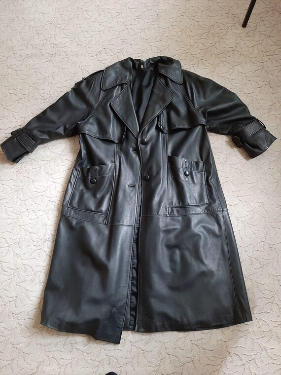 80s Ladies Leather Coat Nappa Leather With Many Details Size 44