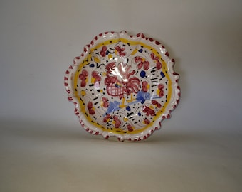 Cuenco pequeño de cerámica DERUTA gallo rojo mayólica Ø 15 cm Gallo Rosso