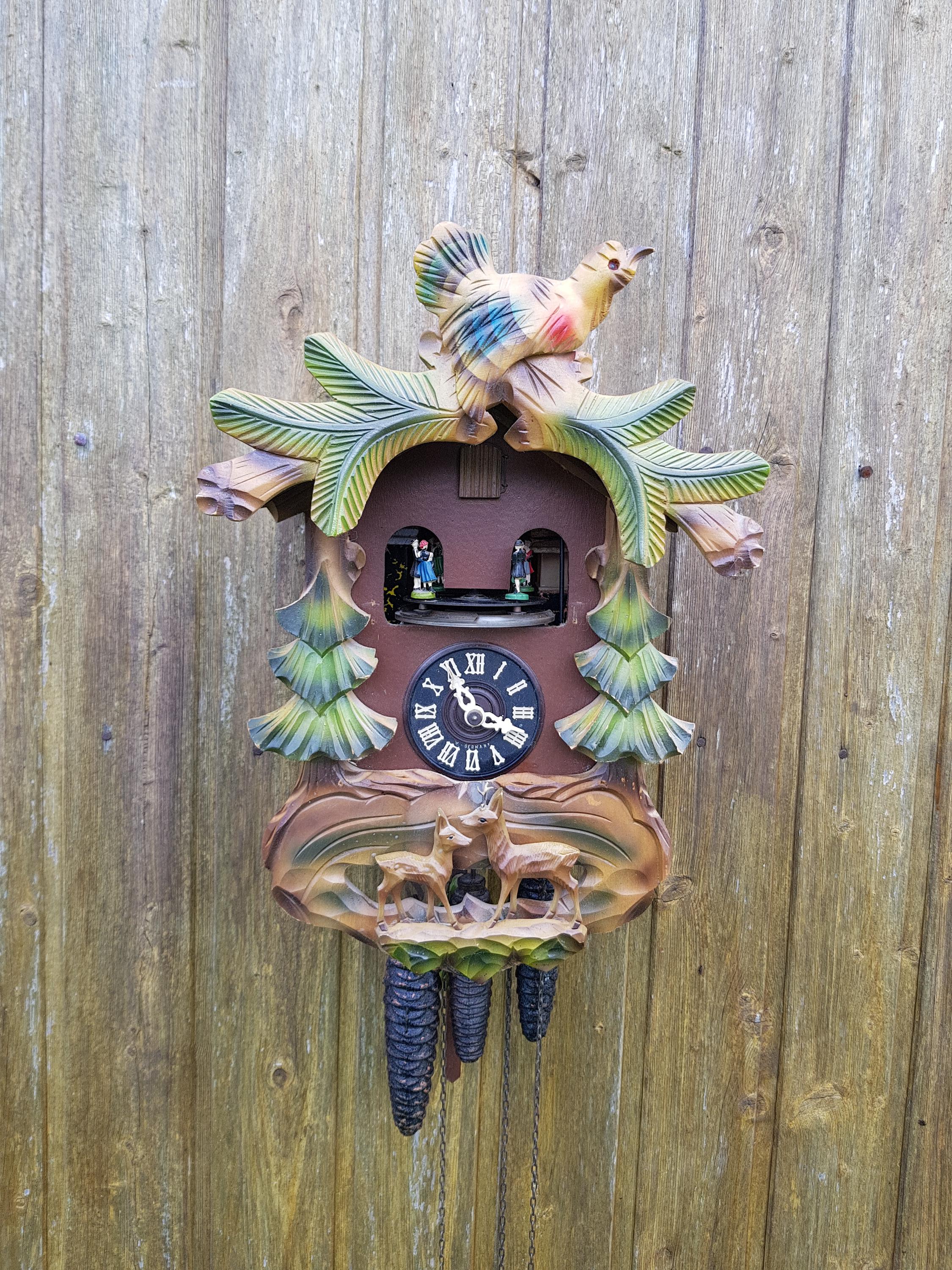 カルコーク GUEISSAZ Jaccard Detailed Swiss Cuckoo Clock 3 Cones Pendulum