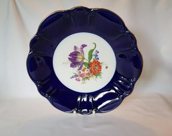 Vintage Reichenbach Echt Kobalt Germany Cobalt Blue & Gold Oval