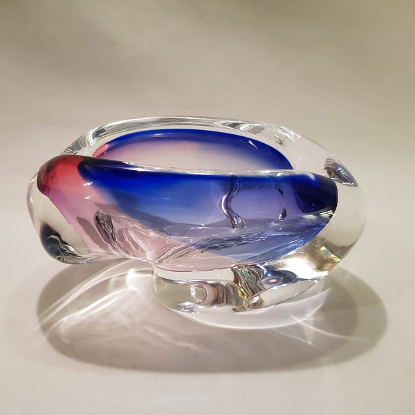 Murano glass ashtray Flavio Poli Archimedes Seguso blue violet