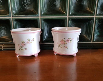 Beautiful porcelain planter on feet with cherry blossom design