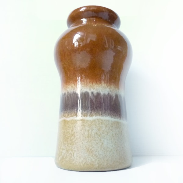 Vintage Strehla Vase, 50er Keramik Sand Braun Beige Grau, Designer Loft, Mid-Century Modern Zuhause, Landhaus Balustervase, Strandhaus HYGGE
