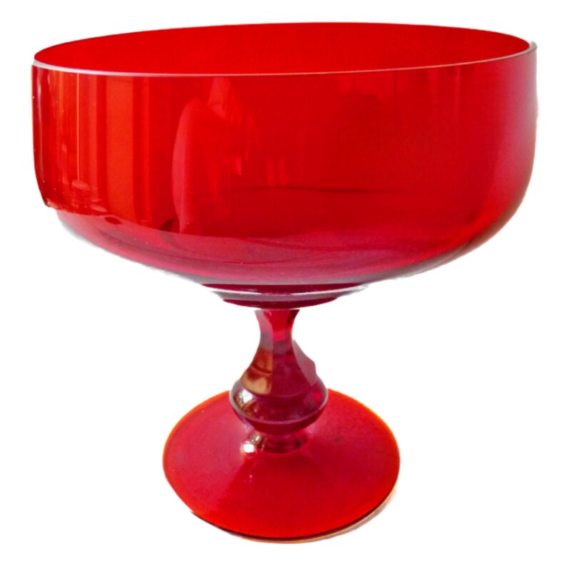 Vintage Tafelaufsatz rotes Glas, Fußschale Glasschale Tazza, Rubinglas Obstschale kirschrot, Pressglas Schale, Weihnachten Dekoration Xmas Bild 2