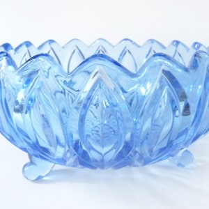 Bohemian glass bowl ART DECO Mid-Century, fruit bowl blue pressed glass, glassware 30s 40s 50s, shabby chic bowl, mid-mod furnishings