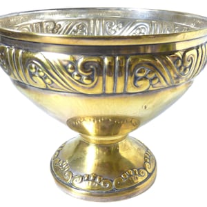 Art Deco Simon Schultz middelpunt Astral VICTORIA twee torens kenmerk, decoratieve kom op voet, Tazza met reliëfstructuur, vintage tweekleurige kom