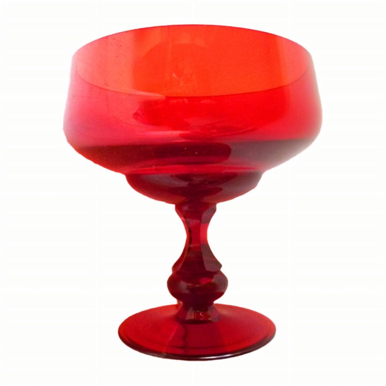 Vintage Tafelaufsatz rotes Glas, Fußschale Glasschale Tazza, Rubinglas Obstschale kirschrot, Pressglas Schale, Weihnachten Dekoration Xmas Bild 5
