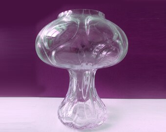 Mid-Century Space Age glass vase, handmade, jellyfish vase, bubble design clear glass, magic mushroom, pop art design, mid-mod art glass, sculpture