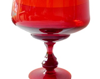 Vintage Tafelaufsatz rotes Glas, Fußschale Glasschale Tazza, Rubinglas Obstschale kirschrot, Pressglas Schale, Weihnachten Dekoration Xmas