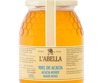 Genuine acacia honey from Spain - premium quality - pure natural product - cold-pressed - in a 1000ml glass jar